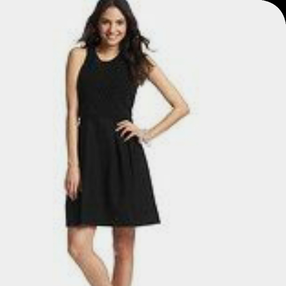 Ann Taylor LOFT black eyelet full skirt dress 4P